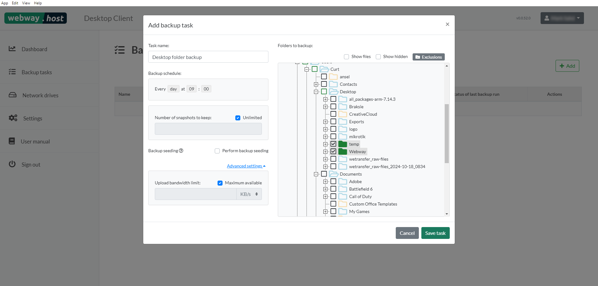 Create backup task